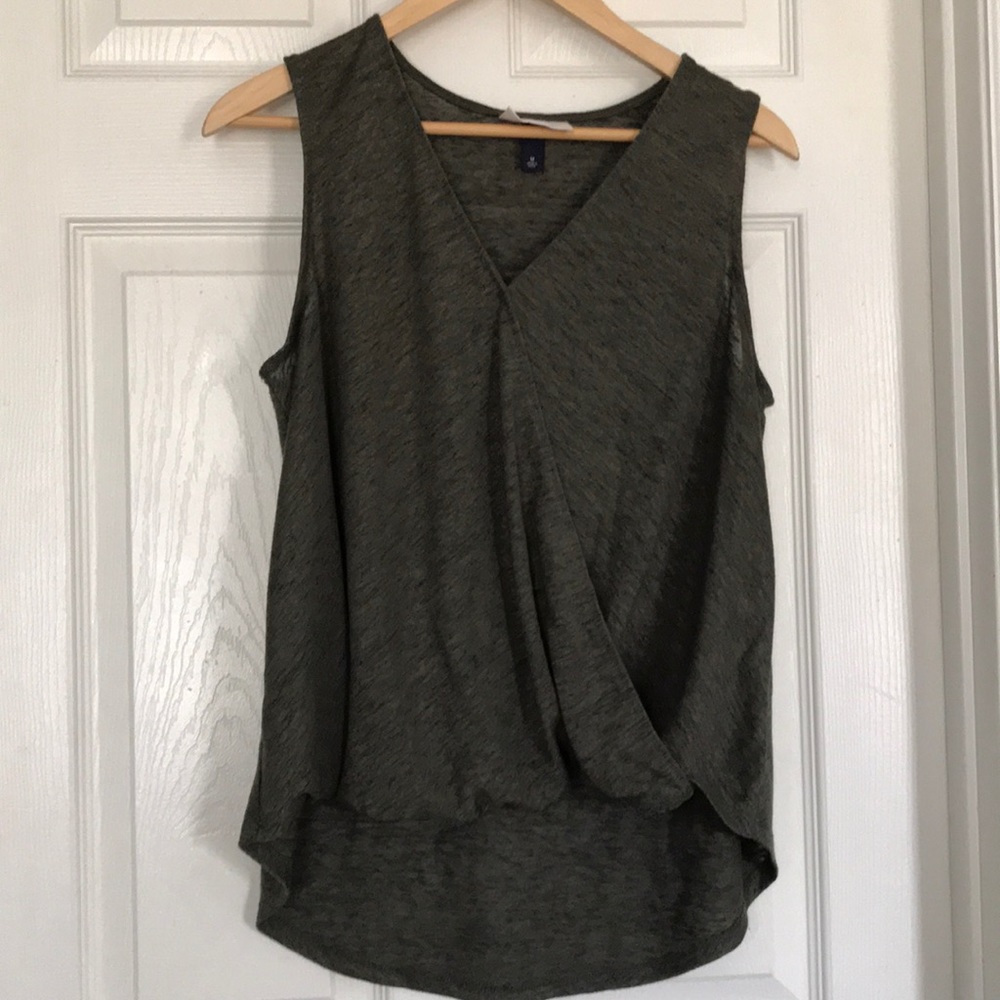 Crisscross, high low tank top in army green